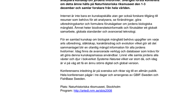 Vårt tids Linné surfar på Internet