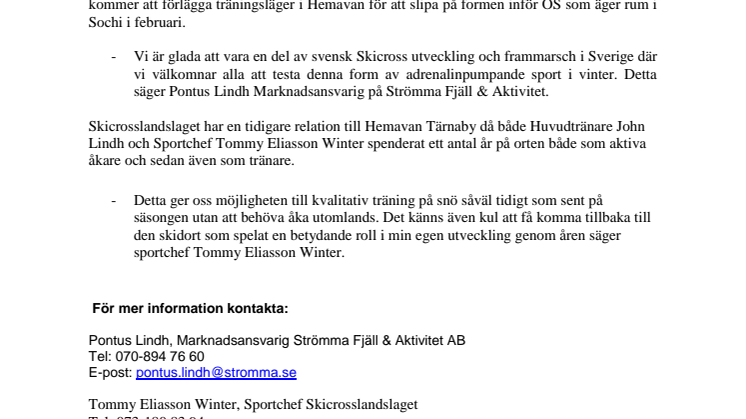 Hemavan Tärnaby officiell träningsanläggning för Svensk Skicross