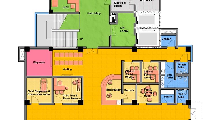 Første etasje på den nye barnepsykiatriske klinikken i Katmandu