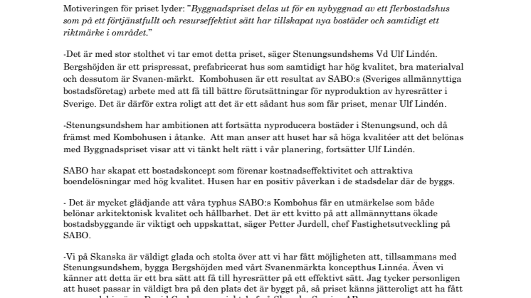 Stenungsundshem vinner byggnadspriset för Bergshöjden