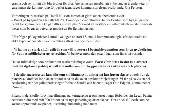 Nya lägenheter stort behov i centrala Sunne