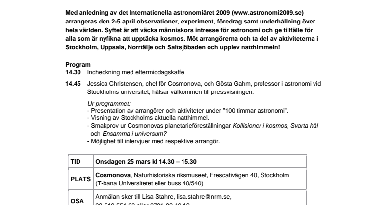 Inbjudan till presskonferens onsdagen den 25 mars kl. 14.30