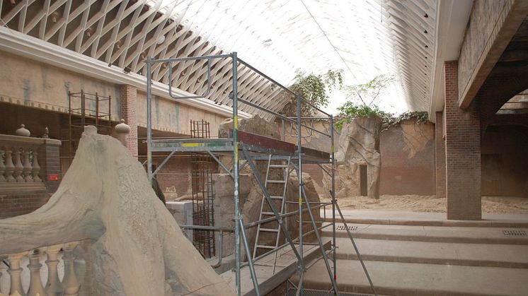 Im Elefantentempel im Zoo Leipzig wird das Badebecken umgebaut