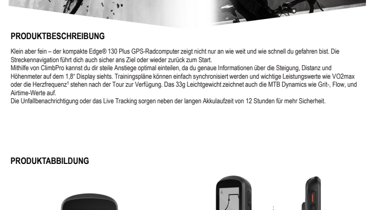 Datenblatt Garmin Edge 130 Plus