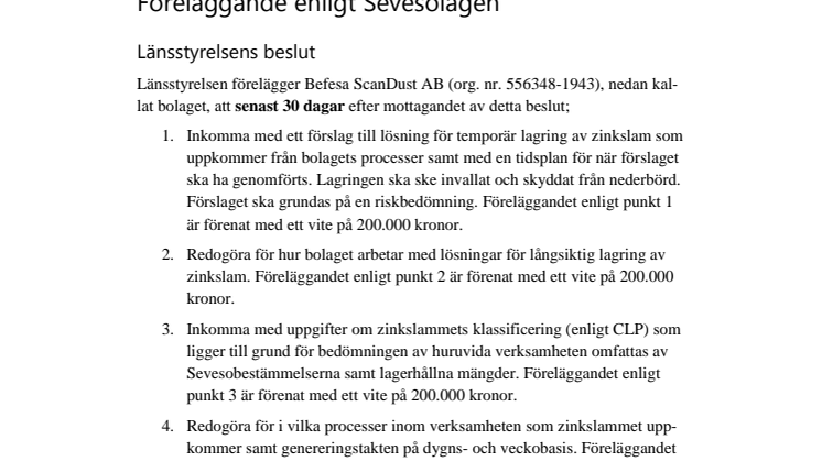 Föreläggande Seveso