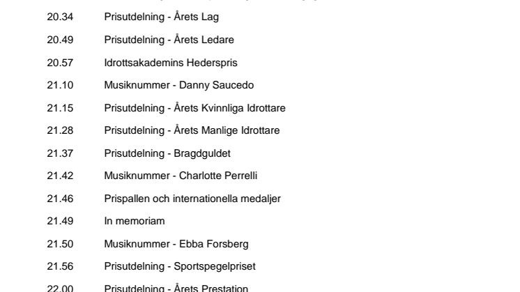 Idrottsgalan hålltider SVT sändning 2017