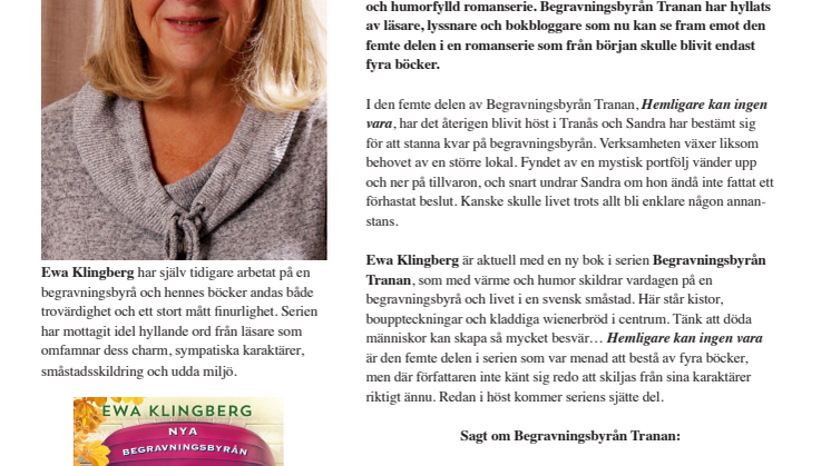 Ny del i hyllad romanserie om vardagen på en  begravningsbyrå