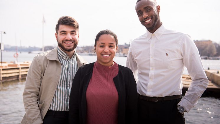 Kompassrosstipendiat 2019, Shanga Aziz, Alexandra Tecle, Hamza Mostafa, foto: Nathalie Malic/Stiftelsen Ungt Ledarskap