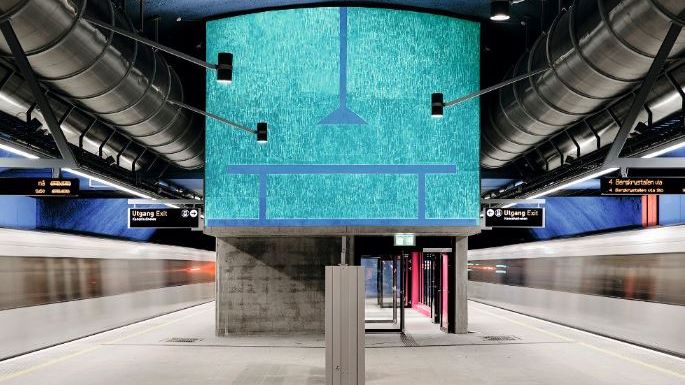 Interiør fra Løren stasjon