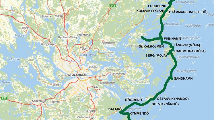 Större båtar och brygga på Sandhamn för Nordsydlinjen