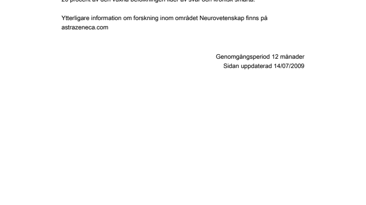Neurovetenskap: Vi siktar på att tillhandahålla läkemedel som kan ge förbättrad livskvalitet, inom de tre huvudområdena psykiatri, smärtlindring och neurologi, samt att behålla vår världsledande position inom anestesi
