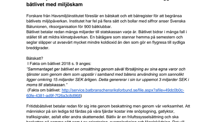 Havsmiljöinstitutet har fel om båtskatt och försöker belägga båtlivet med miljöskam