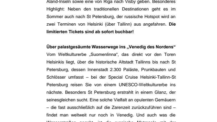 Mit Tallink Silja auf nach St Petersburg