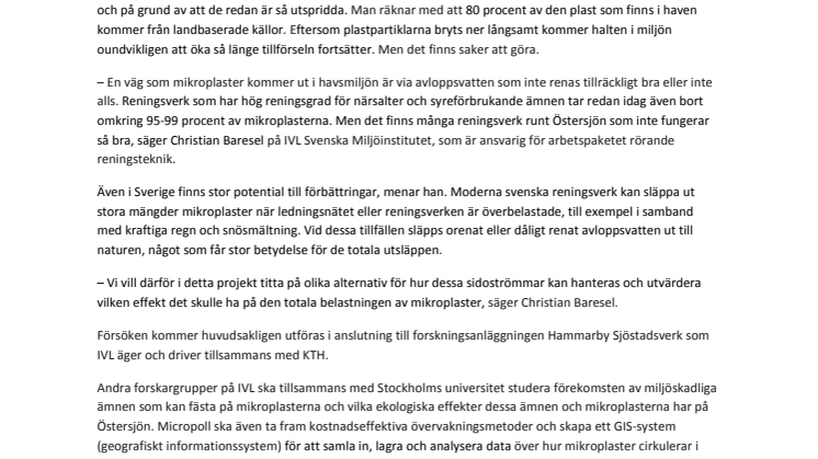 Bonusprojekt tar helhetsgrepp på mikroplast i Östersjön