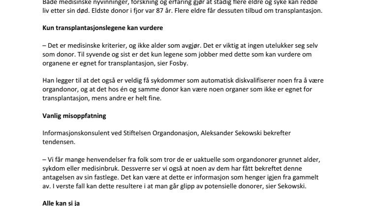 Stadig flere eldre donorer