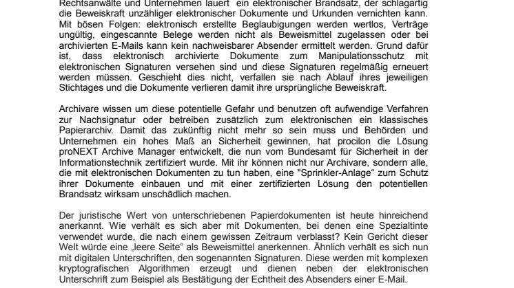 procilon entschärft Brandsatz in elektronischen Archiven