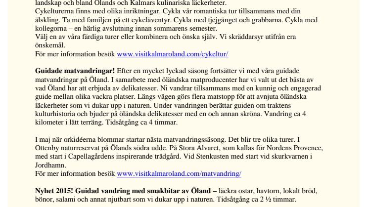 Så mycket Öland och Kalmar! Upptäck Öland och Kalmar med cykel eller till fots!