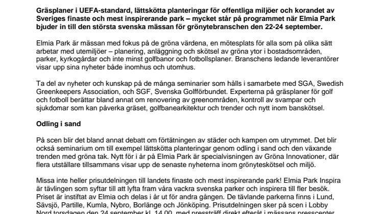 Pressinbjudan: Välkommen till Elmia Park!