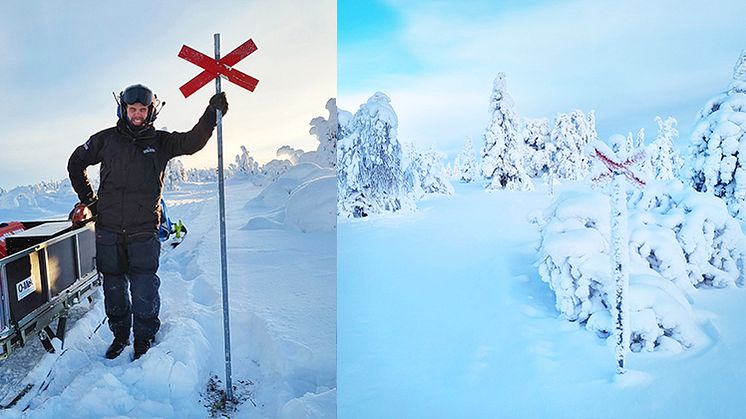 Ulf Schröder, naturbevakare, sätter ett kryss på plats. Foto: Erik Dahl Gunnarsson