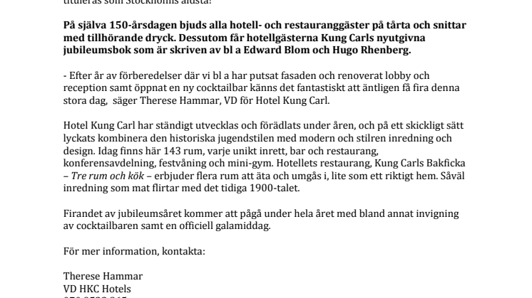 På fredag fyller Stockholms äldsta hotell 150 år 