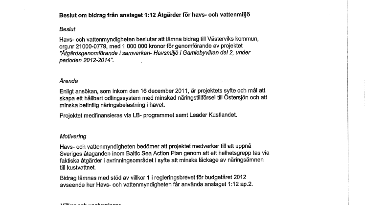 Beslut Gamlebyviken