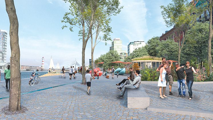 Visionsbild vy från Skeppsbron norrut