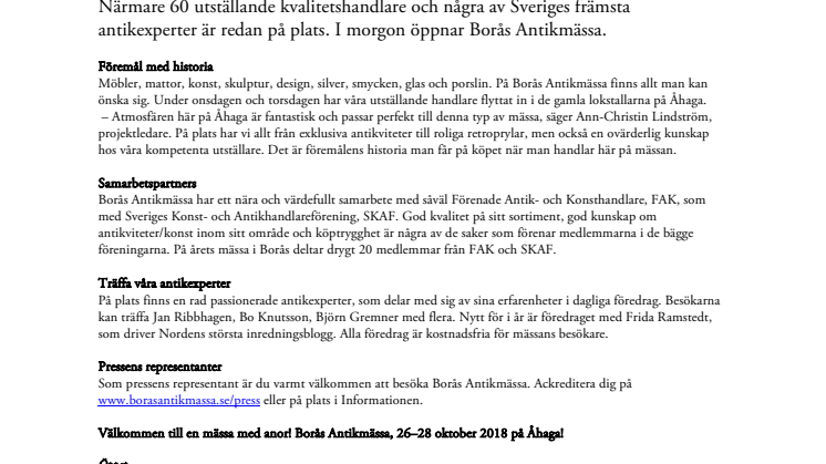 I morgon öppnar årets upplaga av Borås Antikmässa
