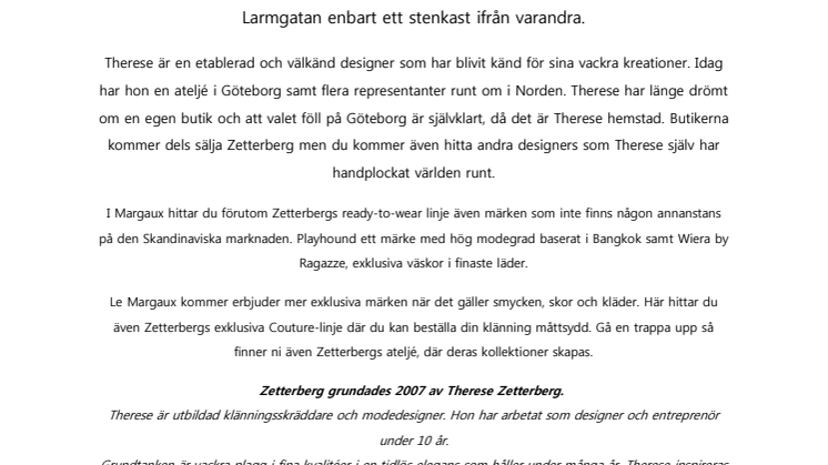Therese Zetterberg öppnar två butiker i Göteborg