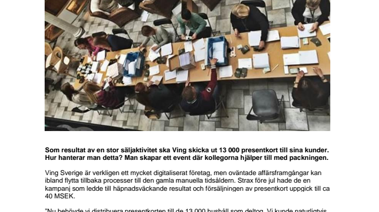FULL AKTIVITET I VINGS PRESENTKORTSFABRIK