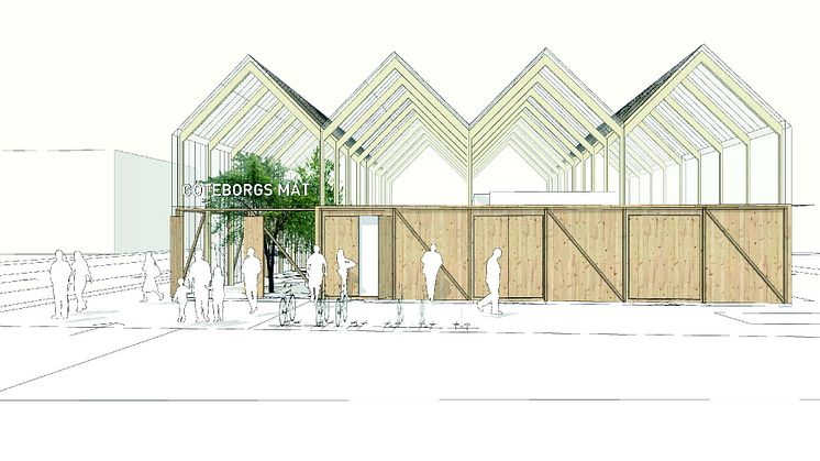 Illustration av ett multifunktionellt växthus av Tailor Made arkitekter.
