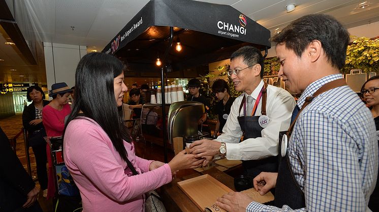 Changi Airport celebrates its 500th Best Airport award with free cuppas