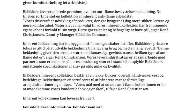 BLÅKLÄDERS NÆSTE KOLLEKTION ER VARMERE END NORMALT