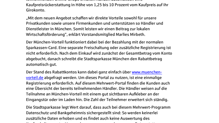 Neues Rabattprogramm „München-Vorteil“ geht an den Start