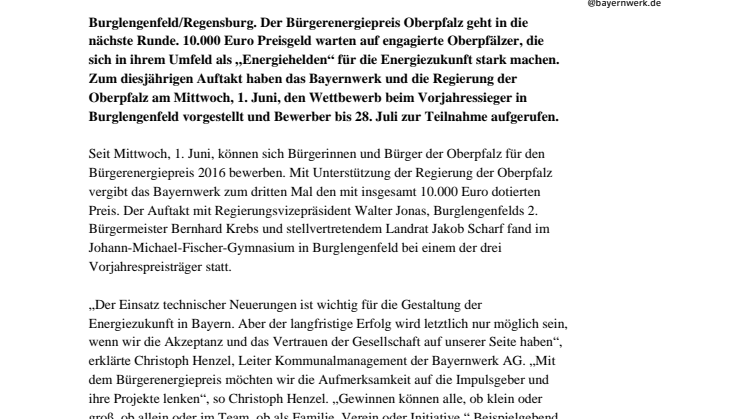 10.000 Euro für „Energiehelden“ in der Oberpfalz - Aufruf zum Bewerbungsstart