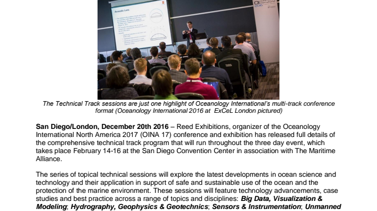 OINA 2017: Oceanology International North America Conference to Provide Valuable Insight into the Latest Ocean Technology