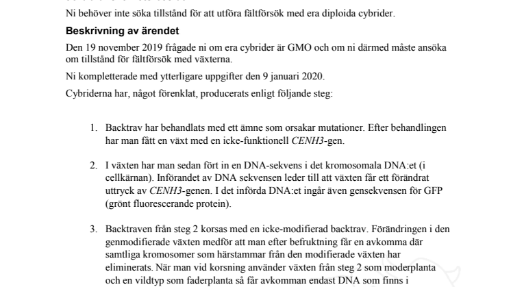 Beslut förfrågan om cybrider