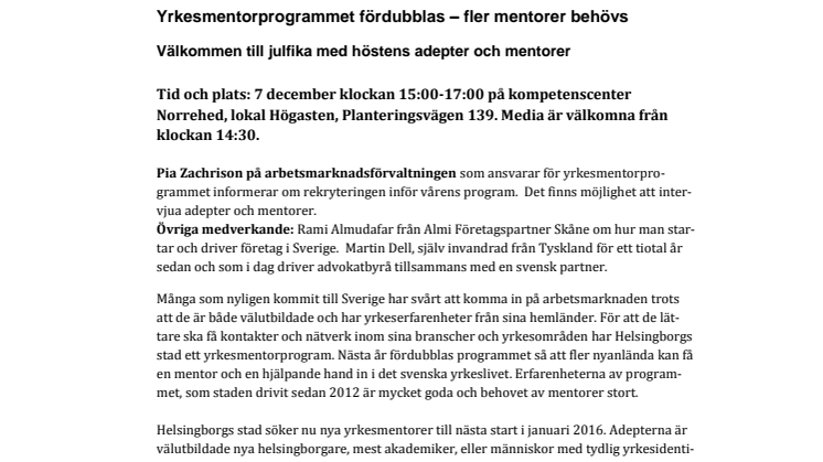 Yrkesmentorprogrammet fördubblas – fler mentorer behövs