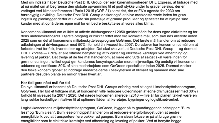 Kurerfirma lover at halvere CO2-udledning i 2025 og være helt rene i 2050