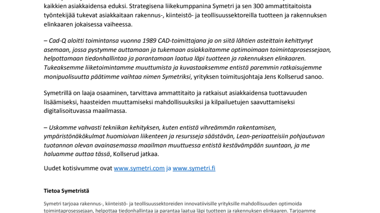 Cad-Q on nyt Symetri