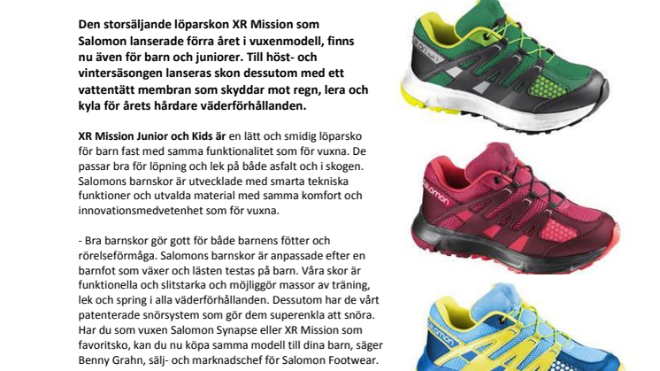 Salomon XR Mission Kids och Junior - Multifunktionsskor för barn med mycket lek och spring i benen