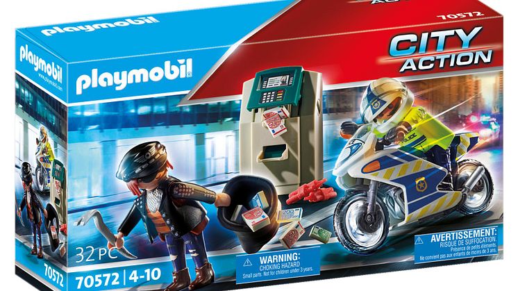 Polizei-Motorrad: Verfolgung des Geldräubers (70572) von PLAYMOBIL