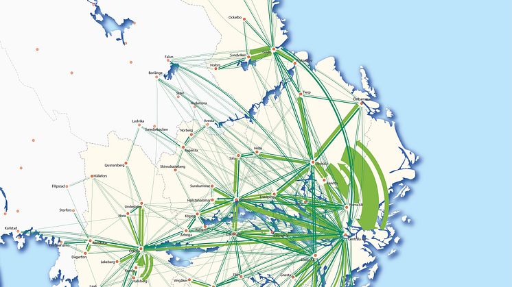 Arbetspendlingen mellan kommuner i Stockholm-Mälarregionen