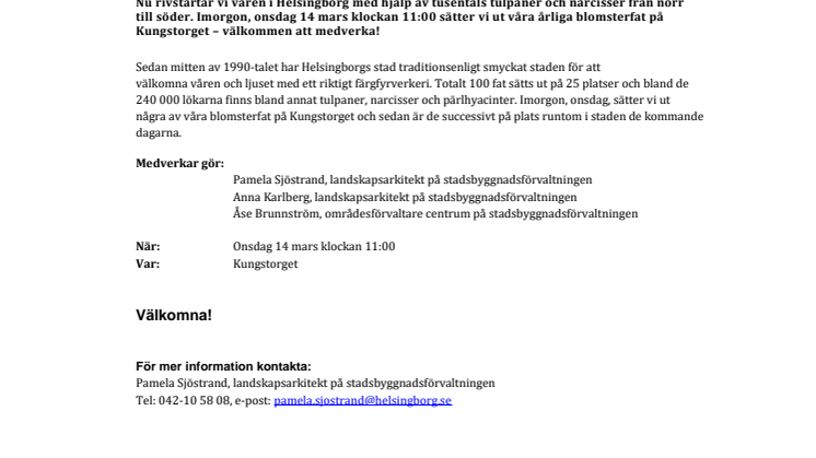 Pressinbjudan: ​Äntligen! Nu kommer våren till Helsingborg