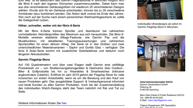 PM Garmin Individuelles Uhrendesign im Garmin Flagship Store