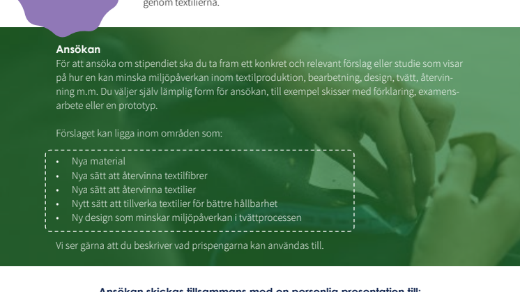 Ansök om Textilias miljöstipendium 2018