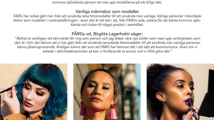 Svenska makeupmärket FÄRG väljer äkthet före retusch