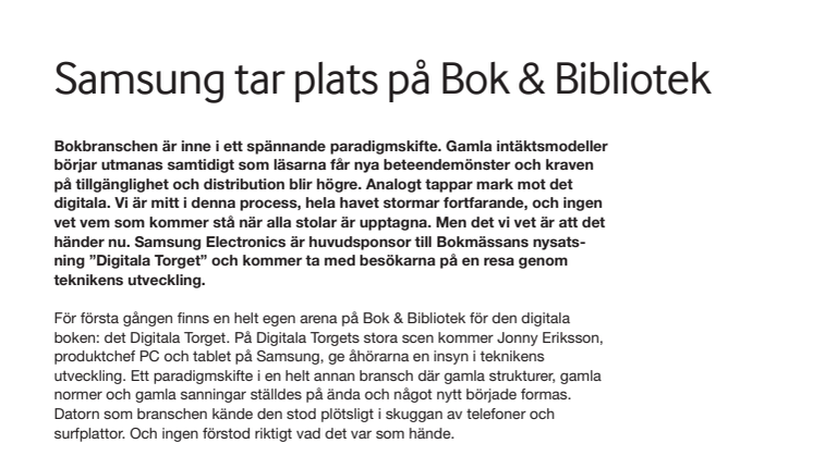 Samsung tar plats på Bok & Bibliotek