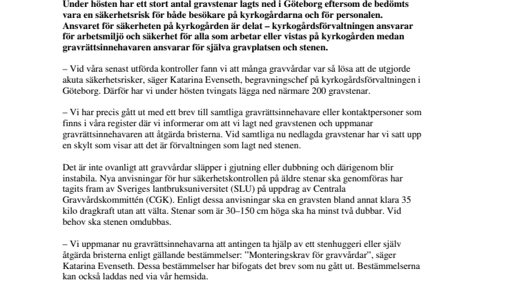 Många nedlagda gravstenar i Göteborg