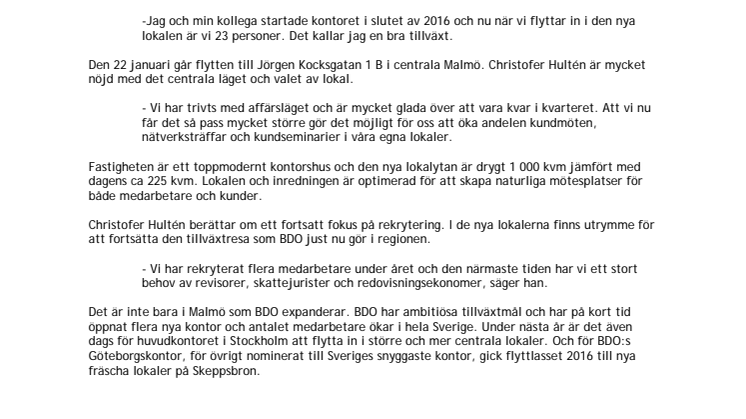 BDO har växt ur sina lokaler