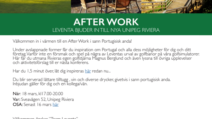 Leventa bjuder in till Afterwork om Portugal